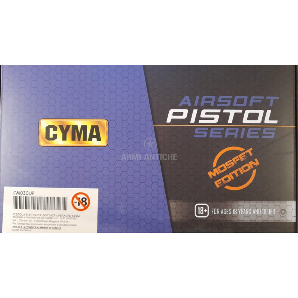 Pistola Softair Glock Nera elettrica professionale gear box in metallo con  batteria lipo (CM030BLIPO) cyma, Armi Softair, Pistole softair, Pistole  elettriche in metallo